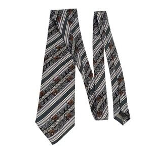 Tesoro Rosso Silk Animal Print Necktie Men's Formal Green Hand Made Monkeys